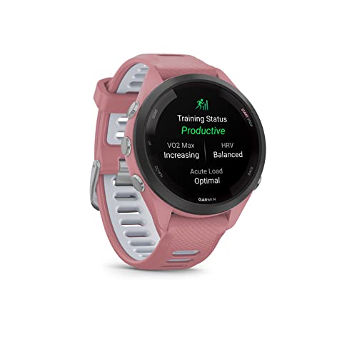 Garmin Forerunner 265S Music GPS Running Smartwatch,Amoled Touchscreen, Battery Upto 15 Days, HRV Status & Advanced Sleep Monitoring, SPO2,Morning Report, Track Running, Cross Training with Pink Band