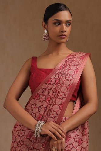 Soch Womens Wine Georgette Floral Print Saree