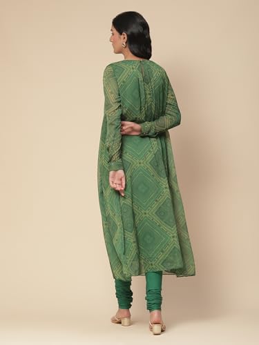 Aarke Ritu Kumar Green Yarn Dyed Kurta With Churidar And Dupatta