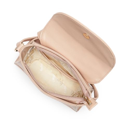 Fastrack Blush Sling Bag for Women | Pink Pebbled Faux Leather Crossbody Sling Bag | Spacious Main Compartment with Organiser Pockets | Magnetic Flap & Zip Closure | Adjustable Buckle Sling Strap