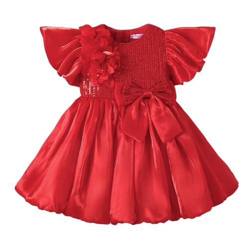 Hopscotch Girls Red Short Sleeves Sequin Bodice Flared Party Dress for Age (12-18 Months)