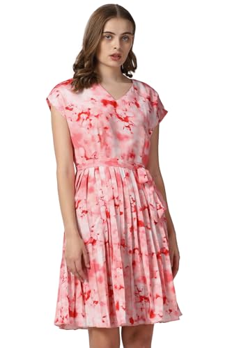 Van Heusen Women's Polyester Modern Knee-Length Dress (VWDRURGFW15070_Pink
