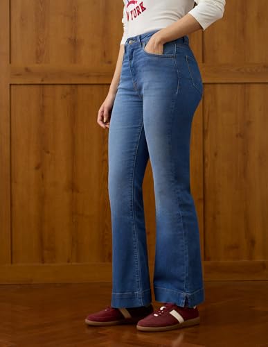 U.S. POLO ASSN. High Rise Flared Fit Jeans (UWAW25JEN436_Blue_30)