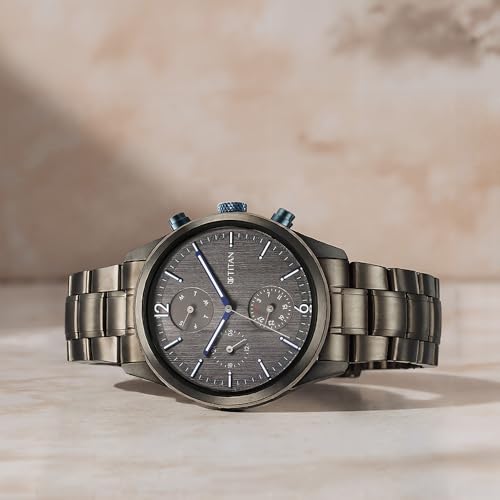Titan Neo Splash Quartz Multifunction Anthracite Dial Anthracite Stainless Steel Strap Watch for Men - NT1805KM07