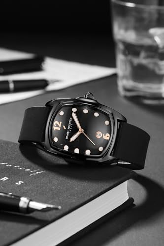 Daniel Hechter Paris Cite Collection Analog Watch for Men with Square Dial, Magnifier Dome Glass, Date Display, Quartz Movement and Silicone Strap - DHM1017