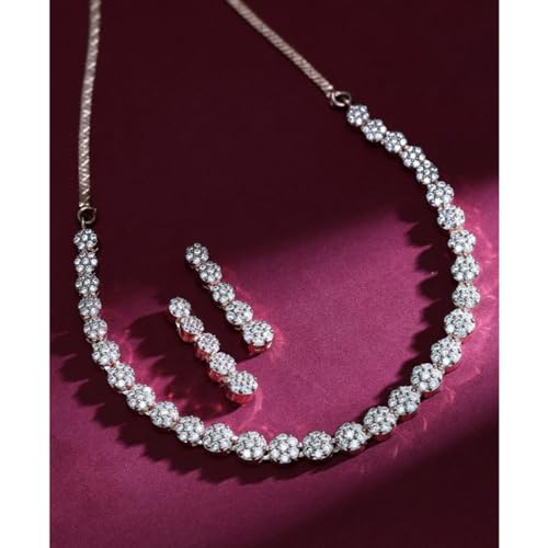 Rubans 22K Gold Polish AD Necklace set For Women