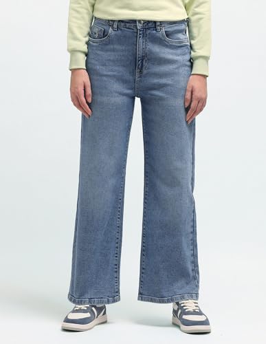 U.S. POLO ASSN. Wideleg High Rise Jeans (UWAW24JEN102_Blue_32)