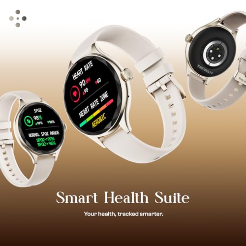 Fire-Boltt Phoenix Aura Women Smart Watch with 1.26” Diamond-Cut HD Display, Rotating Crown, Wireless Charging, Bluetooth Calling, Voice Assistant, 120+ Sports Modes - Ivory White