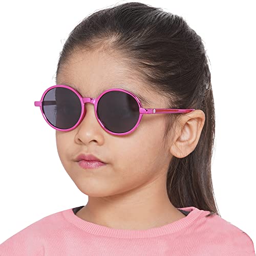 Carlton London Girl's Black Lens & Pink Round Sunglasses