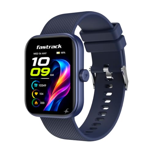 Fastrack Revoltt S1 with 1.83” TFT 2.5D Sqaure Display with Singlesync BT Calling, Heart Rate, SpO2 & Sleep Tracking,IP68,Nitro Fast Charging,Upto 5 Days Battery- Smart Watch for Man and Woman-Blue