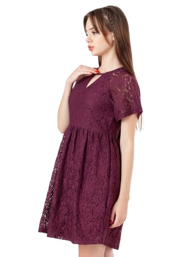 Zink London Women's Wine Laces Regular Short Dress