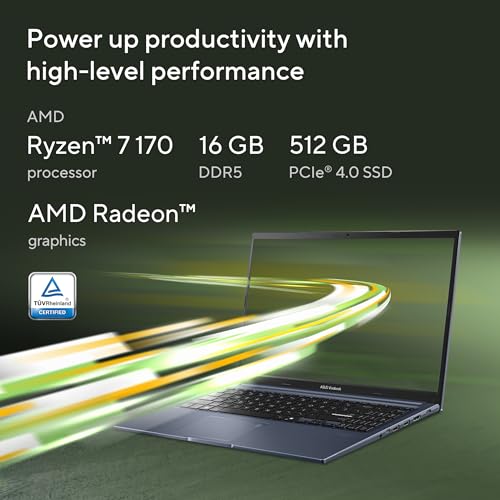 ASUS Vivobook 15 (2026),AMD Ryzen 7 170,Fingerprint Sensor,16GB RAM,512GB SSD,FHD, 15.6",(39.6 cm), Windows 11, M365 Basic(1 Year)* Office 2024,Quiet Blue,1.70 kg, M1502NAQ-BQ120WS,Thin & Light Laptop