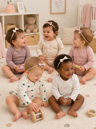 TuddyBuddy 100% Cotton Multi Color Romper/Bodysuit/Onesies for Baby Girl - (Pack of 5-2 Solid 3 Printed - Long Sleeves, 9 Months-12 Months)