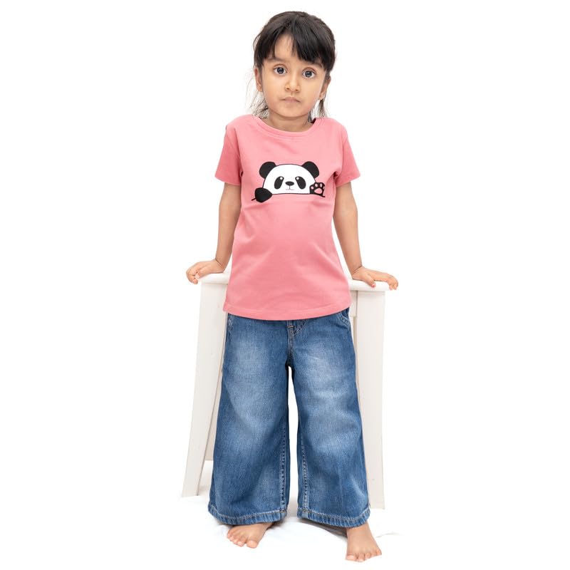 Real Basics Girl's Regular Fit Half Sleeve Tshirts Pack of 5 (RB-G-HTop-P5-1314-Set9_Multicolour_13-14 Years)