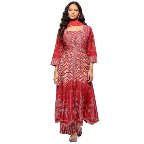 BIBA Women's Modal Kurta Sets (SKDNSHIBO10030AW24RED_Red