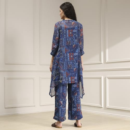 Biba Women's Polyester Kurta Set (VINWIN30555AW25BLU_Blue