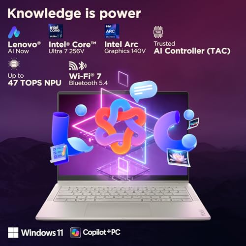 Lenovo Yoga 7 2-in-1 Intel Core Ultra 7 256V,Copilot+ AI PC(16GB RAM/1TB SSD/14(35.5cm) WUXGA OLED/47 Tops/Win 11/Office Home 2024/Digital Pen/1Yr ADP/Seashell/1.38Kg), 83JQ000VIN Convertible Laptop