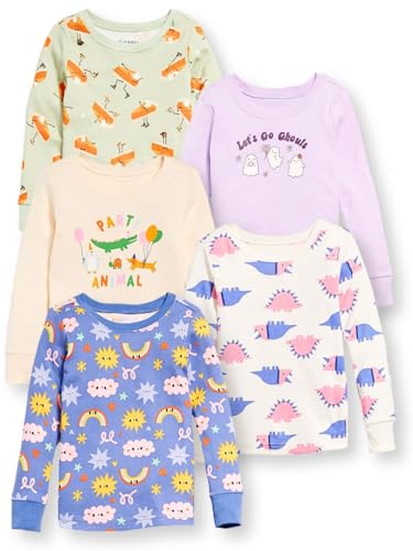 TuddyBuddy Baby Girl's 100% Organic Cotton Ribbed Long Sleeves Tops/T-Shirt (7 Years-8 Years, Pack of 5, Assorted)