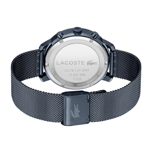 Lacoste Replay Qtz Multifunction Blue Round Dial Men's Watch|Ionic Plated Dark Blue Steel Material|Multi Color Band - 2011196