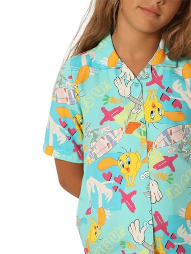 VERO MODA Girls Graphic Print Viscose Blue Shirt