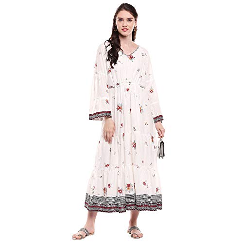 BIBA Women Printed Mix and Match Ankle Length(Dresses1074_Off White_36)