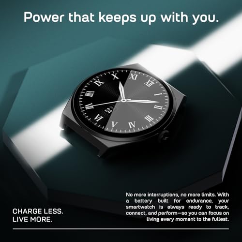 Fire-Boltt Phoenix Nova Smartwatch 1.43” Slim Super AMOLED Display, 466x466 Pixel Always-On Display, Bluetooth Calling, Health Tracker for Men & Women Shadow Black