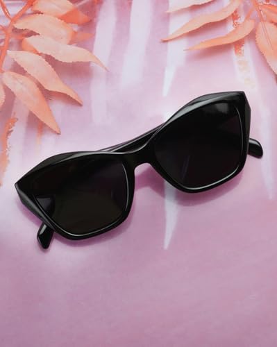 Carlton London Black Toned with Blue Polarised Lens Butterfly Sunglass for women