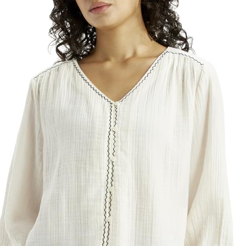 Levi's Women's Textured Off-White V Neck Top