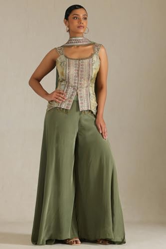 Soch Women's Chinon Salwar Suit Set (OWS5CD21536_Olive