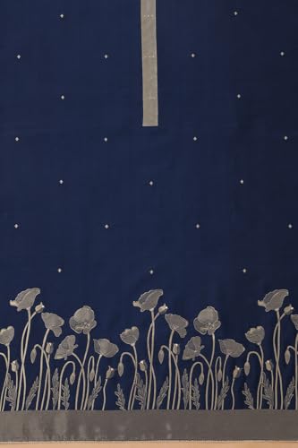 Soch Womens Navy Blue Russian Silk Zari Woven Unstitch Dress Material