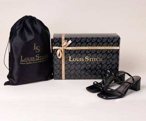 LOUIS STITCH Trendy Strap Black Design Block Heel Sandals for Women – High Heel Sandals