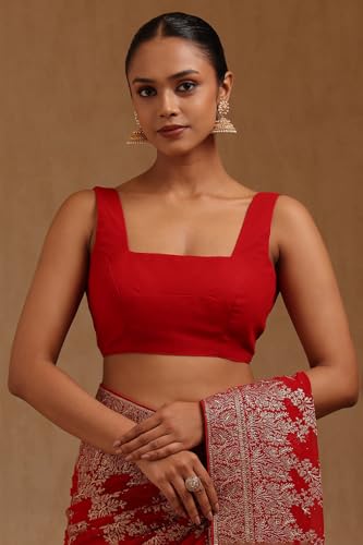 Soch Womens Red Georgette Embroidered Saree With Zari