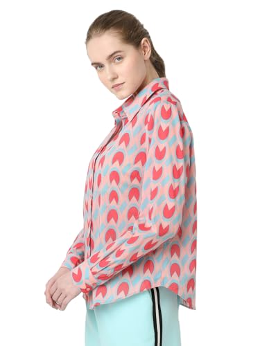 VERO MODA Women Abstract Print Pink Cotton Regular Fit Shirt