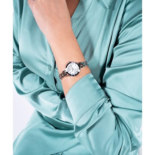 Guess Gb Lady G Analog Watch for Women with Silver Round Dial & Silver Stainless Steel Bracelet Band Water Resistant Women's Wrist Watches - GW0549L1