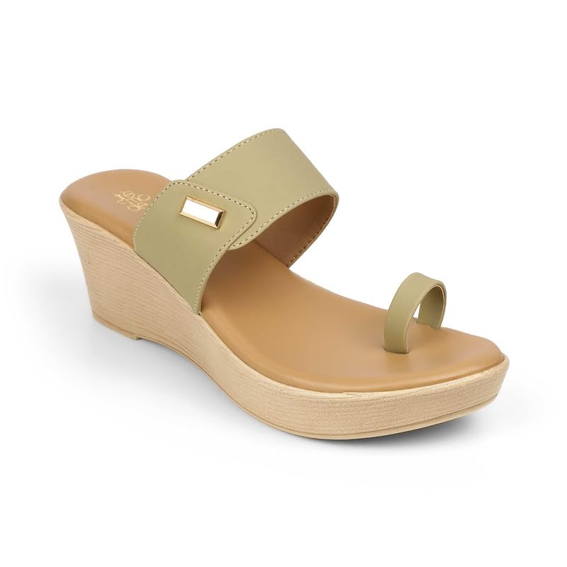 tresmode KANNES Green Women's Dress Wedge Sandals in Size 6 UK / 39 EU