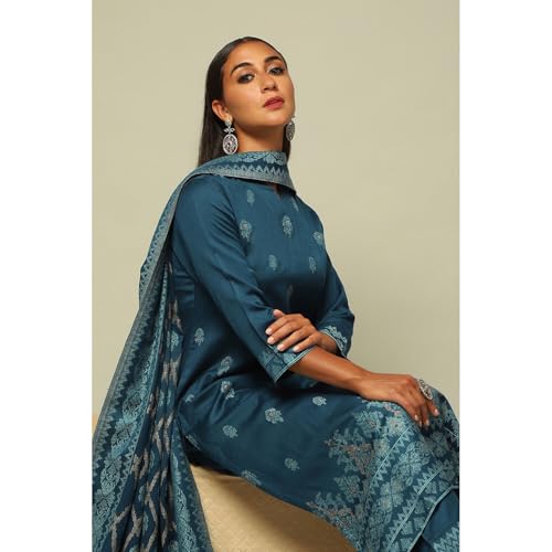 Rangriti Women's Acrylic Kurta Set (WNTRWR20257AW24BLU_Blue