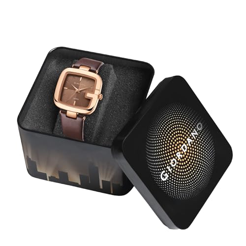 Giordano Square Dial Watch for Women with Leather Strap and Premium Quartz moevment