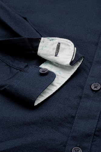 Boys Navy Solid Casual Shirt