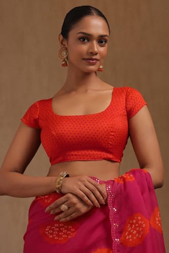Soch Womens Fuchsia Georgette Bandhani Print Saree