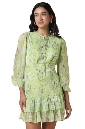 Allen Solly Women's Polyester Modern Mid-Thigh Length Dress (AHDRWRGFM94186_Green