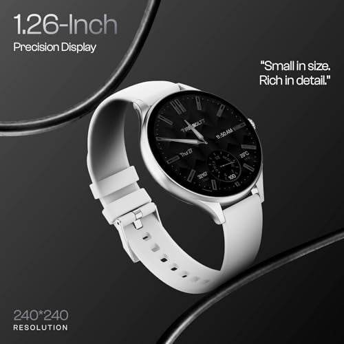 Fire-Boltt Phoenix Air Smart Watch 1.26” Round Display, Rotating Button, Wireless Charging, Ultra Lightweight Metal Body, Bluetooth Calling, Smartwatch with Silicone & Mesh Steel Straps Cloud White
