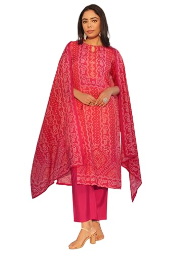 Libas Women's Silk Blend Kurta Set (400314R_Red