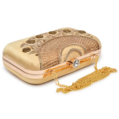For The Beautiful You Neck Embroidered Women's Clutch (Gold)