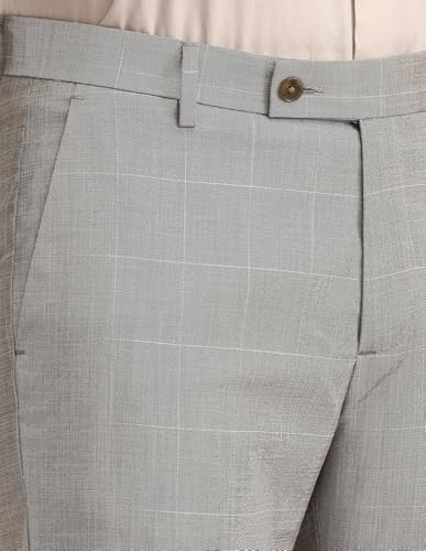 Arrow Men Tapered fit Polyester CheckedMid-Rise waistTrousers(ARAEOTR1648_Grey_34)