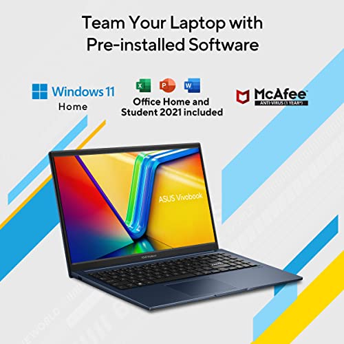 ASUS Vivobook 15 (2023), Intel Core i3-1315U 13th Gen, 15.6" (39.62 cms) FHD, Thin & Light Laptop (8GB/512GB SSD/Integrated Graphics/Windows 11/Office 2021/Fingerprint/Blue/1.7 kg), X1504VA-NJ323WS_WO