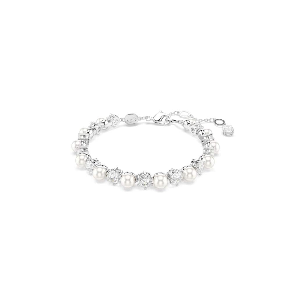 [Official] [Swarovski] Matrix Tennis Bracelet, Crystal Pearl, Round Cut, White, Rhodium Plating, ワンサイズ, Crystal, No Gemstone