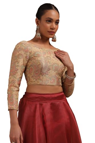 Soch Womens Beige Tussar Paisley Print Padded Blouse