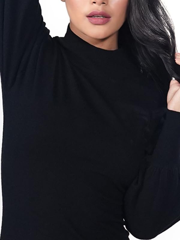 Zink London Women's Black Solid Slip-On Short Dress