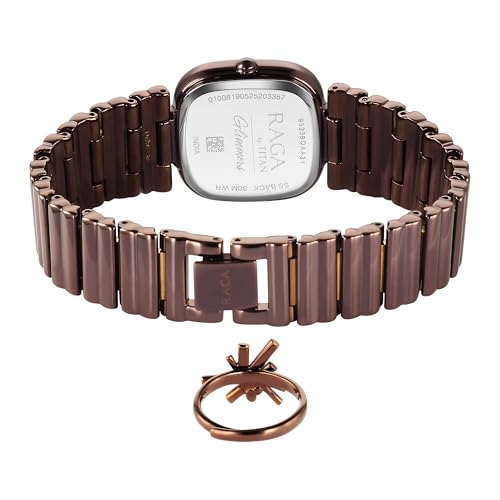 Titan Raga Glimmers Quartz Brown Shaped Dial Women's Watch | Water Resistant Watch | Watches for Women Analog - 95339QM01F