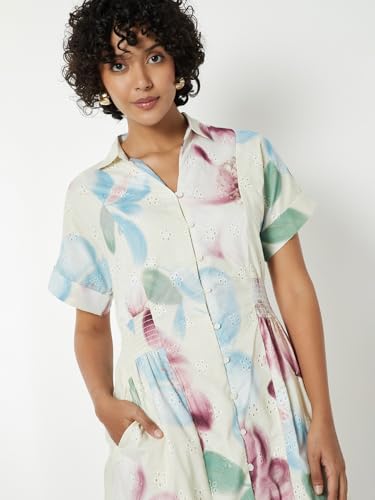Max Printed A-line Midi Dress (White_XS)